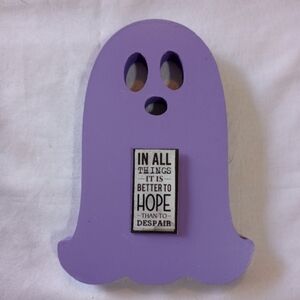 Handmade Purple Ghost Decor Inspirational Text Message Halloween Whimsigoth Gift